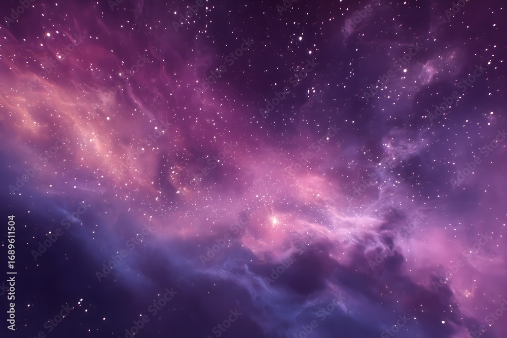 Obraz premium Violet Twilight Sky with Milky Way Dust, Ethereal Pastel Clouds, Elegant Abstract Backdrop for Branding.Generative AI