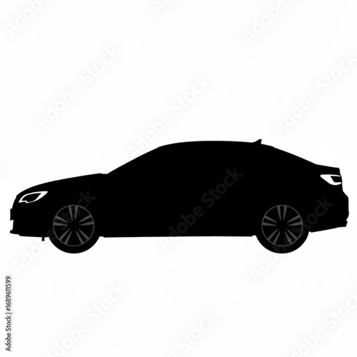 Silhouette of a modern sedan car with visible headlights and taillights on a white background design view created with generative ai