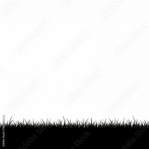 Silhouette of grass blades against a white background creating a simple nature illustration image effect created with generative ai