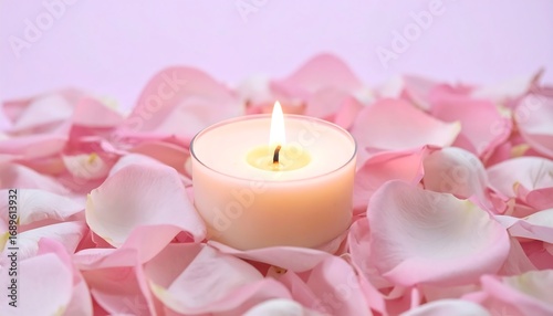 Soft candlelight on rose petals