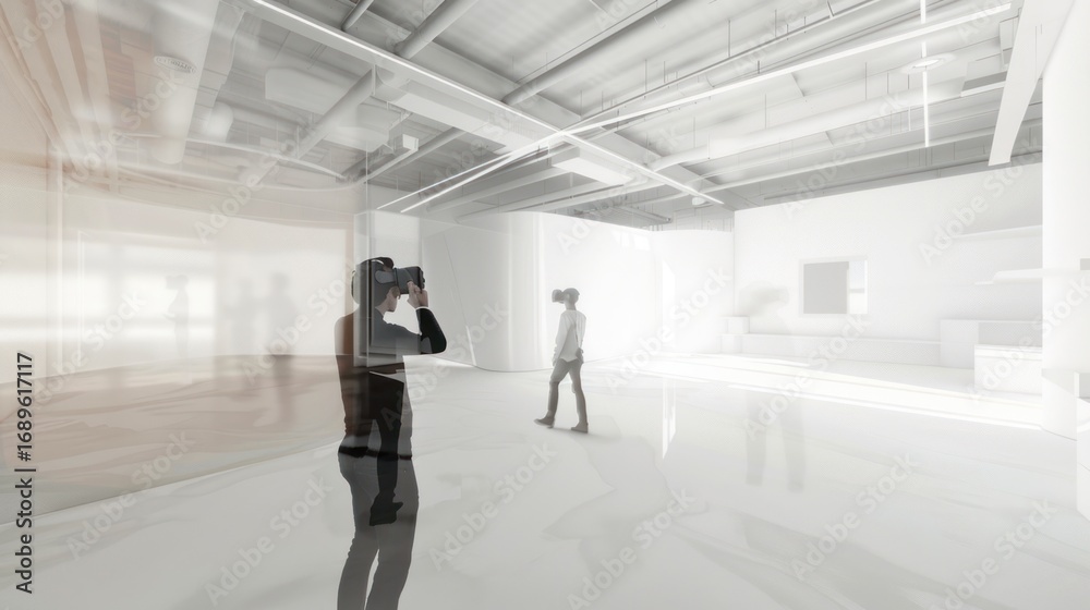 Fototapeta premium Modern interior exploration with vr headset