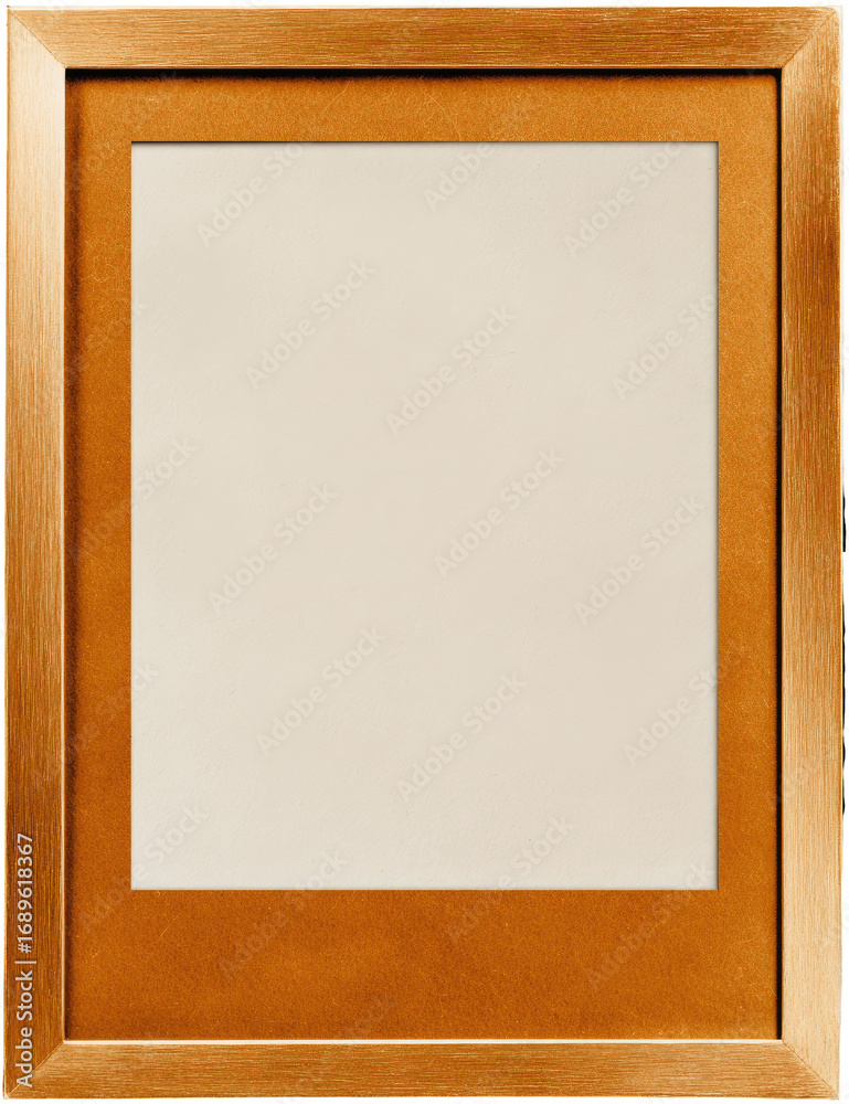 Fototapeta premium Empty, light beige-toned picture frame, wood-toned border