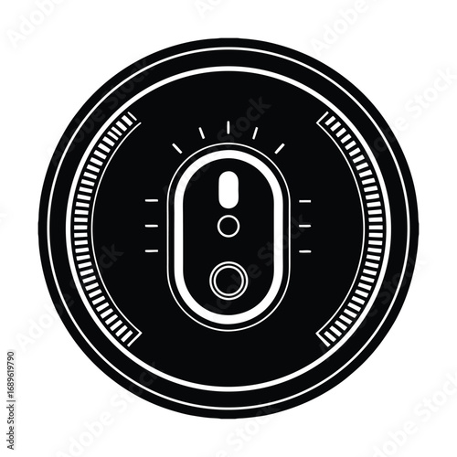 The black car dashboard displays a car key, battery, and service icons alongside a speedometer and fuel gauge