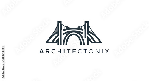 Minimalist line art logo featuring a stylized suspension bridge above the word "ARCHITECTONIX" on a white background.