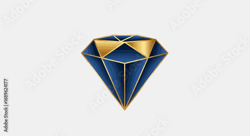 A stylized diamond illustration with blue facets and gold edges, presented against a plain white background.