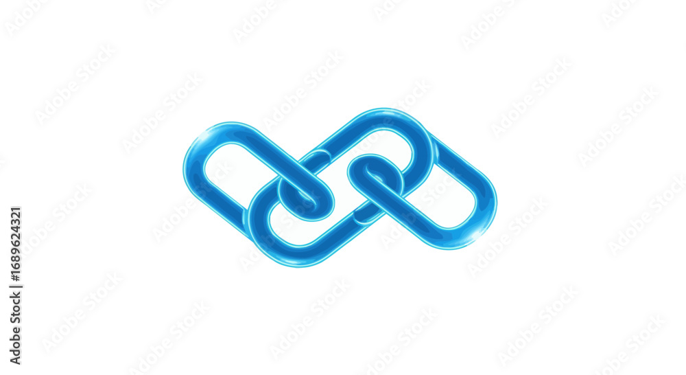 Obraz premium Two blue chain links interlocked, symbolizing connection, unity, or a digital link.