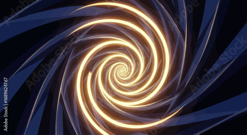 Abstract spiral illustration with a bright yellow center and dark blue swirling lines creating a hypnotic effect.