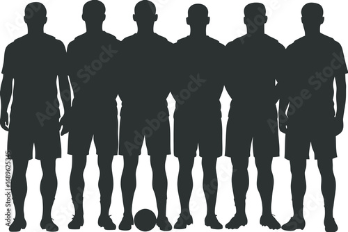 Abstract soccer team silhouette graphic with identical players