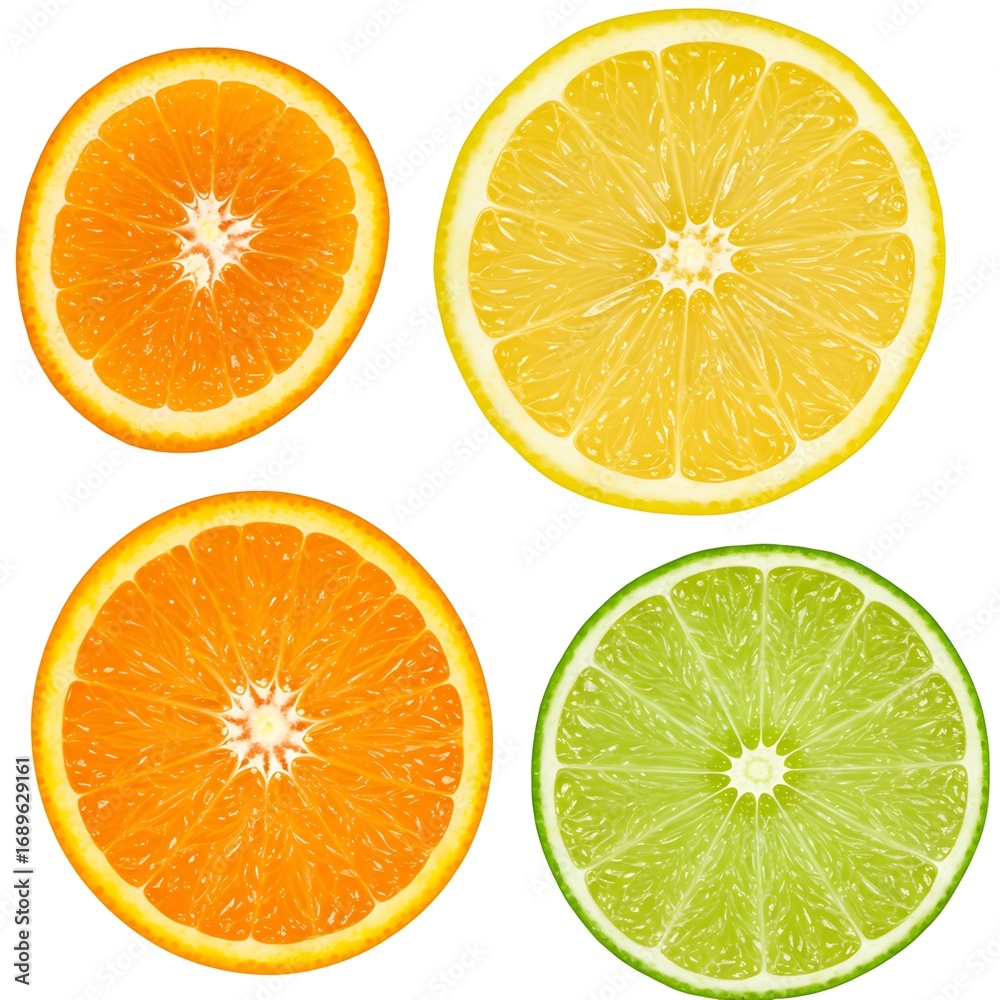 Obraz premium Premium citrus slice, orange, lemon, lime, isolated on white background, clipping path Free Download