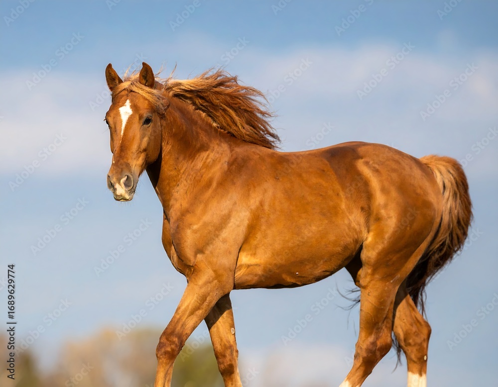 Obraz premium Horse in motion, sunny day