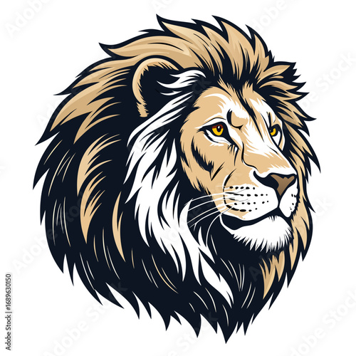 Vector Illustration of Lion Face with Bold Animal Design in Modern Style