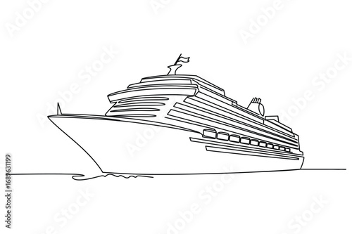 Single Line Drawing of a Cruise Ship – Minimalist Travel Icon
