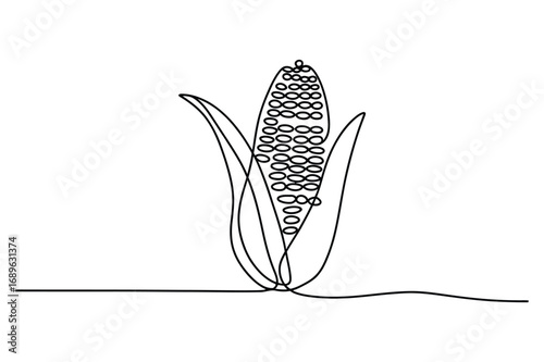 Continuous Line Drawing of an Ear of Corn – Farming and Agriculture Illustration