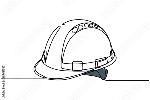 Continuous Line Drawing of a Hard Hat – Construction Safety Illustration