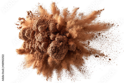 Exploding brown powder, radiating outwards