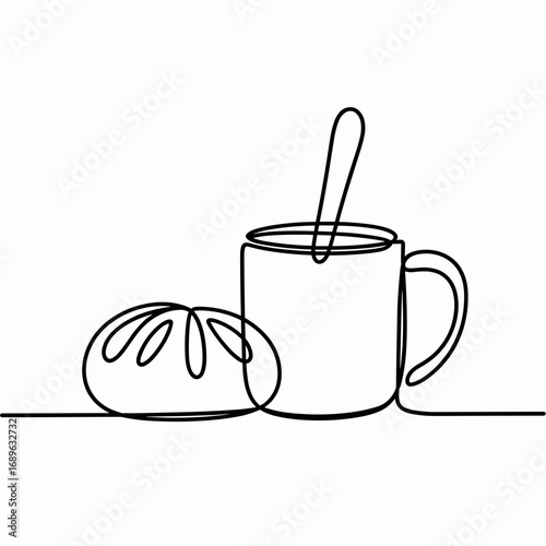 Minimalist Line Art Chai and Pastry Illustration