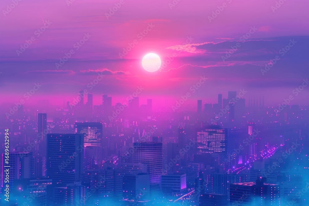 Obraz premium Sunrise over the city architecture cityscape outdoors.