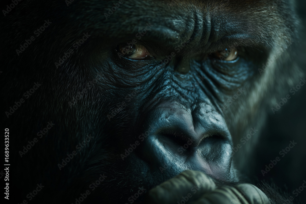 Obraz premium a dramatic portrait of a gorilla