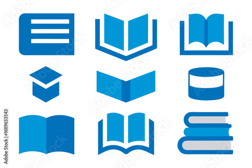 Collection of twelve distinct blue book cover designs