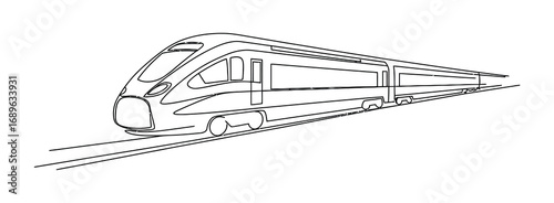 Single Line Drawing of a High-Speed Train on a Straight Track – Minimalist Rail Transport Icon