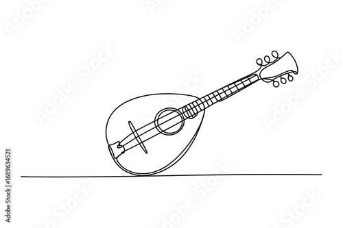 Minimal Line Drawing of a Musician Playing an Instrument – Continuous Line Music Illustration