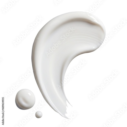 White cosmetic cream smear swatch. Skin care lotion drop isolated on white background. BB cream texture