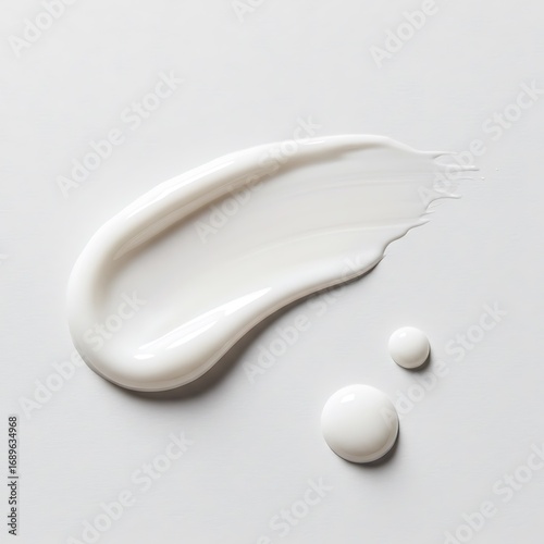 Premium White cosmetic cream smear swatch. Skin care lotion drop isolated on white background. BB cream texture  Free Download