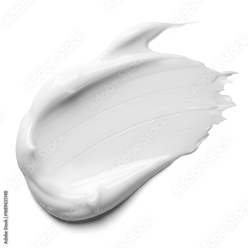 White cosmetic cream texture. Lotion smear. Creamy skincare product swatch isolated on white background | High-Quality Stock Image