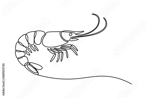 One Line Drawing of Shrimp – Minimalist Seafood Illustration