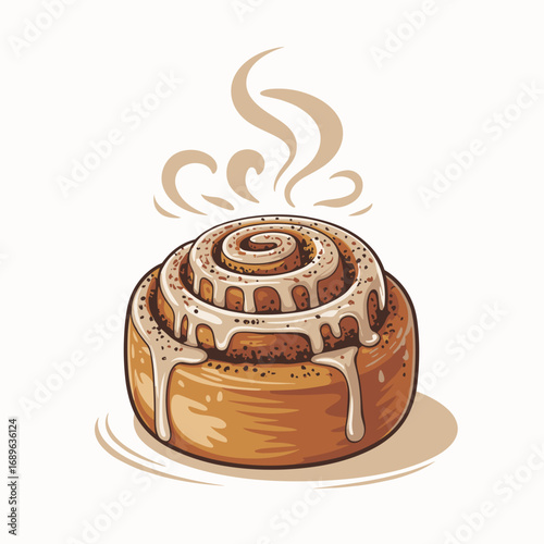 Freshly Baked Cinnamon Bun with Icing