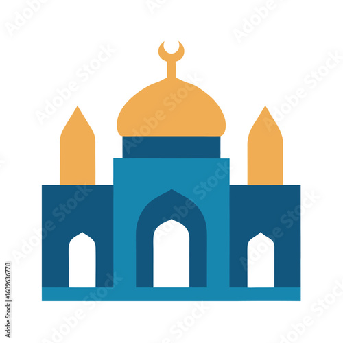 Minimal Mosque Icon Flat Color Vector Art  