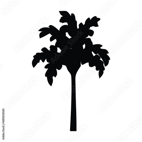 A vector illustration of a black silhouette of a palm tree