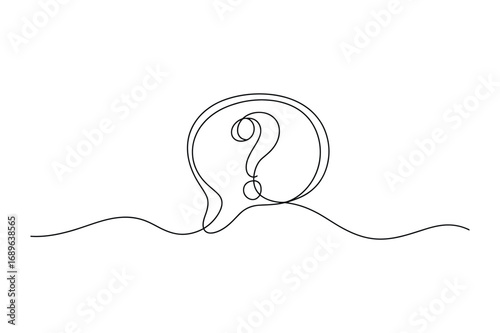 Continuous Line Human Head with Question Mark Illustration Minimal Concept