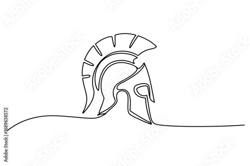 Continuous Line Spartan Helmet Illustration Minimal Warrior History Symbol
