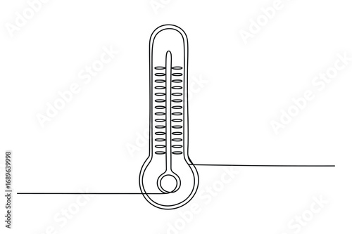 Continuous Line Drawing Thermometer Cold Concept Minimal Medical Icon