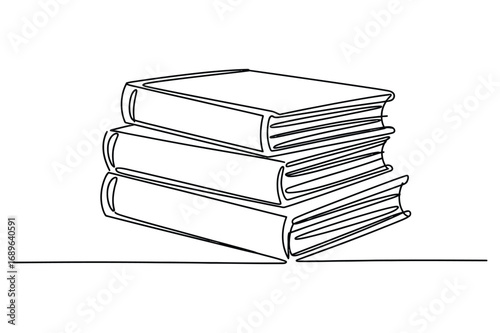 Minimal one line stack of books vector illustration for academic education reading and learning design