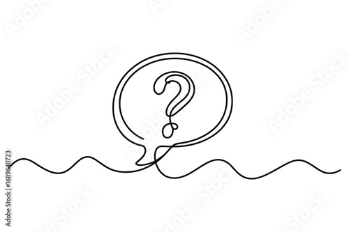 Continuous line question mark over water minimal vector illustration for problem and confusion concept