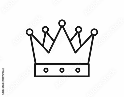 Simple black and white crown illustration representing royalty and leadership.