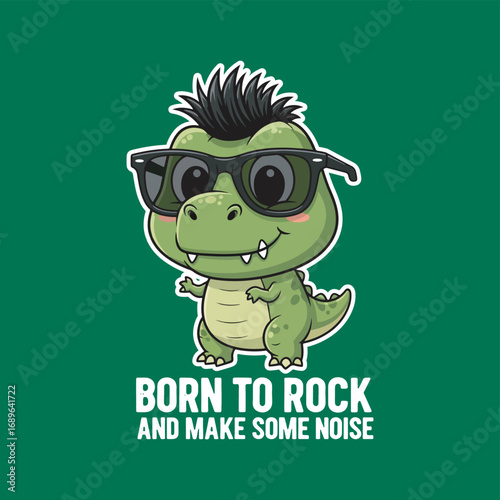 Born to rock make some noise funny Trex dinosaur print t-shirt design