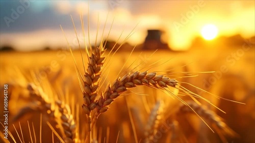 Golden wheat field at sunset