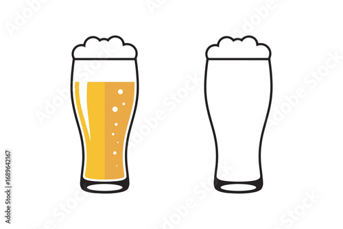 Vector Beer glass clipart icon design.