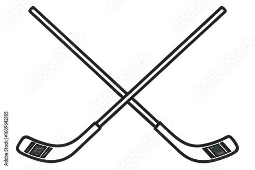 Two crossed ice hockey sticks graphic design