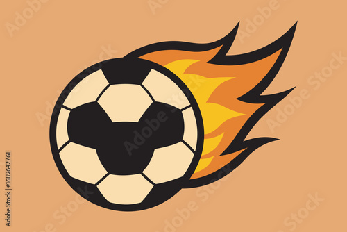 Fiery soccer ball illustration dynamic action sport graphic