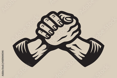 Vintage style illustration of two hands holding something