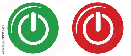 Green and Red Power Buttons Side by Side on off start stop