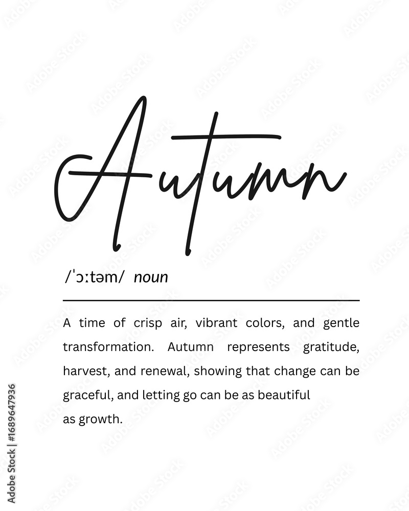 Obraz premium Autumn Definition Typography Printable, Fall Wall Art, Digital Download for Living Room, Kitchen, or Entryway