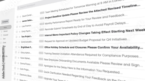 Office email corporate inbox showing communication and business memos 2