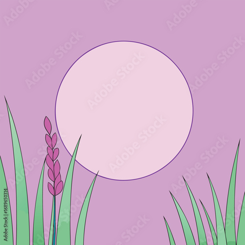 Vibrant purple lavender stalks floral illustration