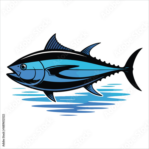 Stylized Blue fin Tuna Illustration vector: Bold Graphic Design for Seafood Branding