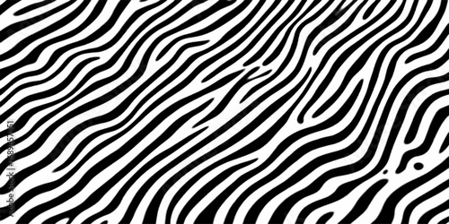 Seamless wild zebra stripes, a black and white animal fur texture pattern, perfect for a nature-inspired fabric design